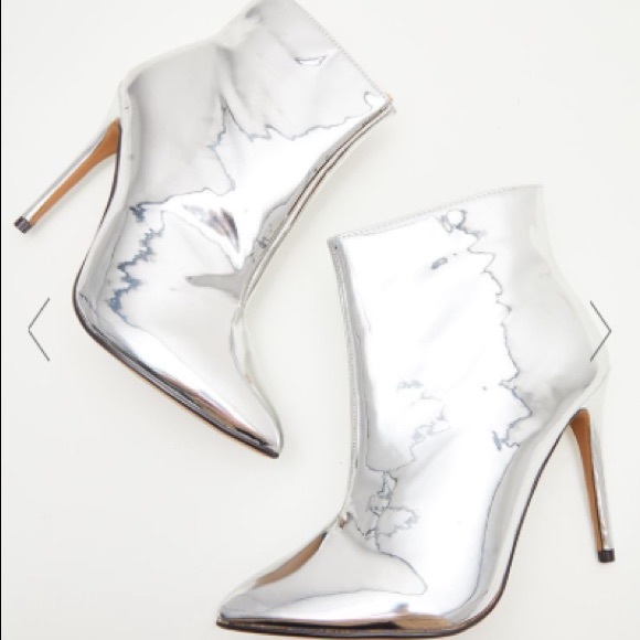 silver patent boots